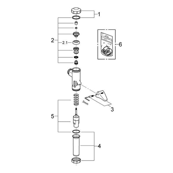 Onderdelentekening Grohe WC-Drukspoeler ¾