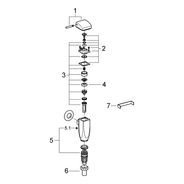 Onderdelentekening Grohe Dalflux WC-Drukspoeler
