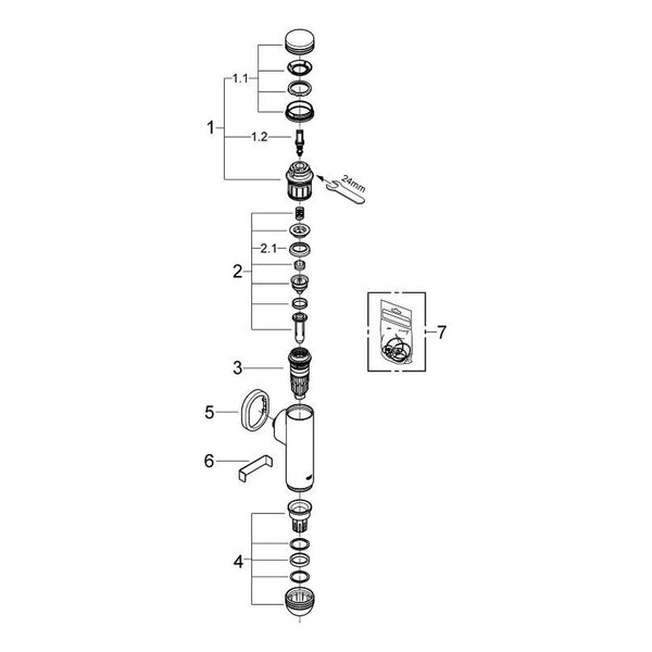 Onderdelentekening Grohe Rondo A.S. WC-Drukspoeler