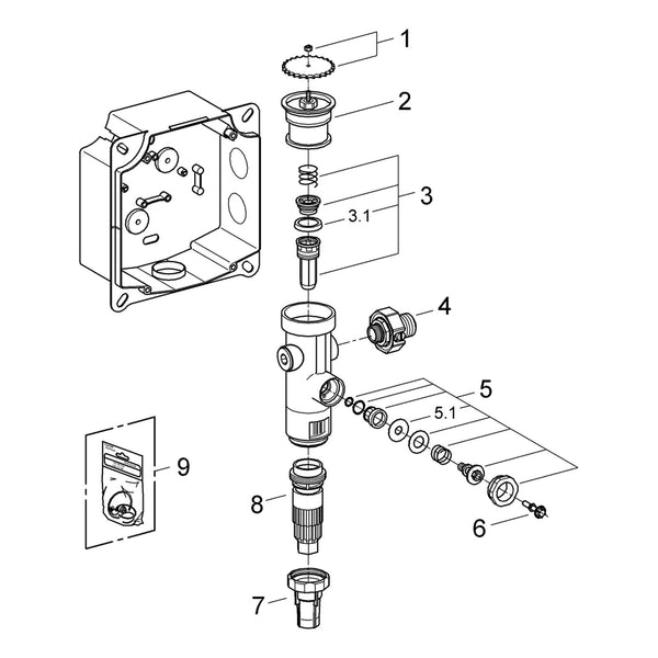 Onderdelentekening Grohe WC-Drukspoeler