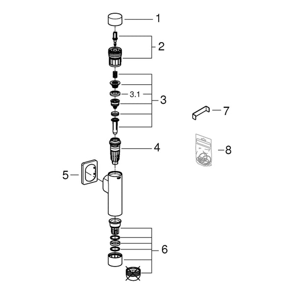 Onderdelentekening Grohe Rondo A.S. WC-Drukspoeler