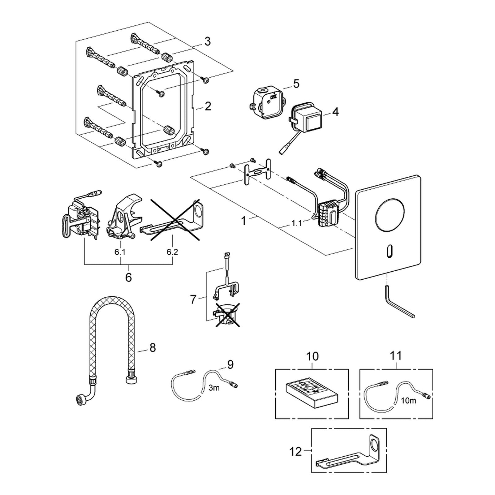 Onderdelentekening Grohe Tectron Skate infrarood-elektronica voor WC-reservoir 2012–2016