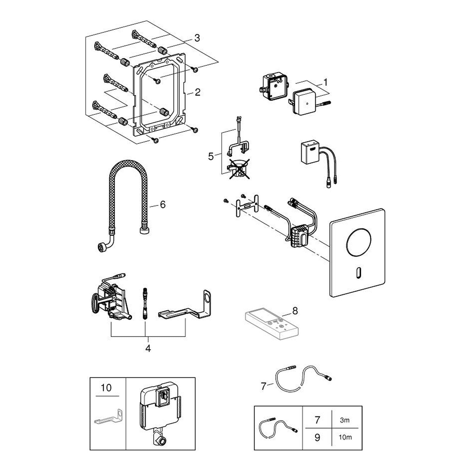 Onderdelentekening Grohe Tectron Skate Bluetooth infrarood-elektronica voor WC