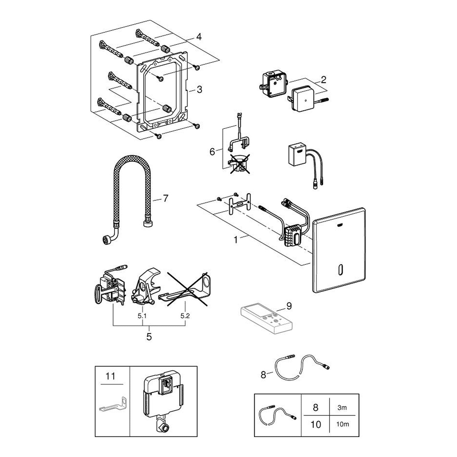 Onderdelentekening Grohe Tectron Skate Bluetooth infrarood-elektronica voor WC
