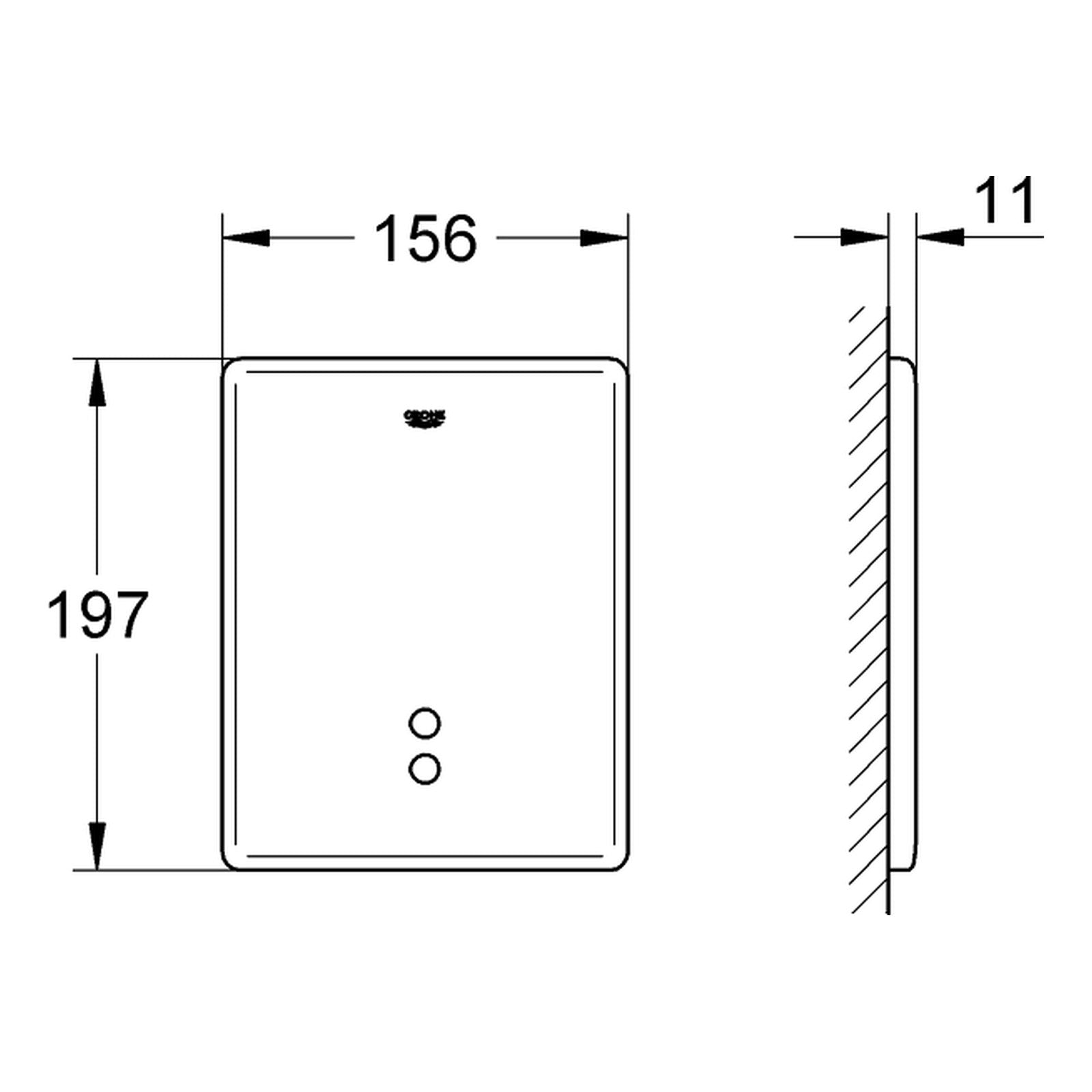 Maattekening Grohe Tectron Skate infrarood-elektronica voor urinoir