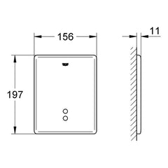 Maattekening Grohe Tectron Skate infrarood-elektronica voor urinoir