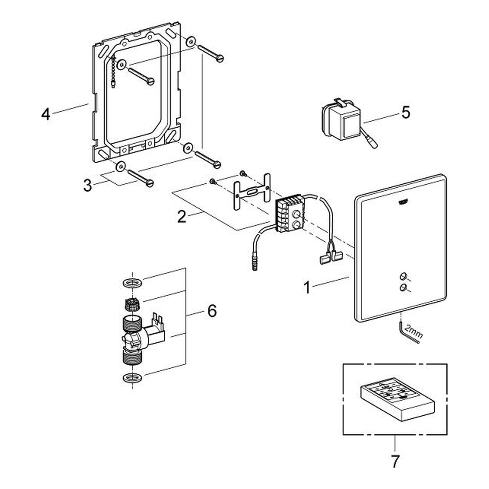 Onderdelentekening Grohe Tectron Skate infrarood-elektronica voor urinoir