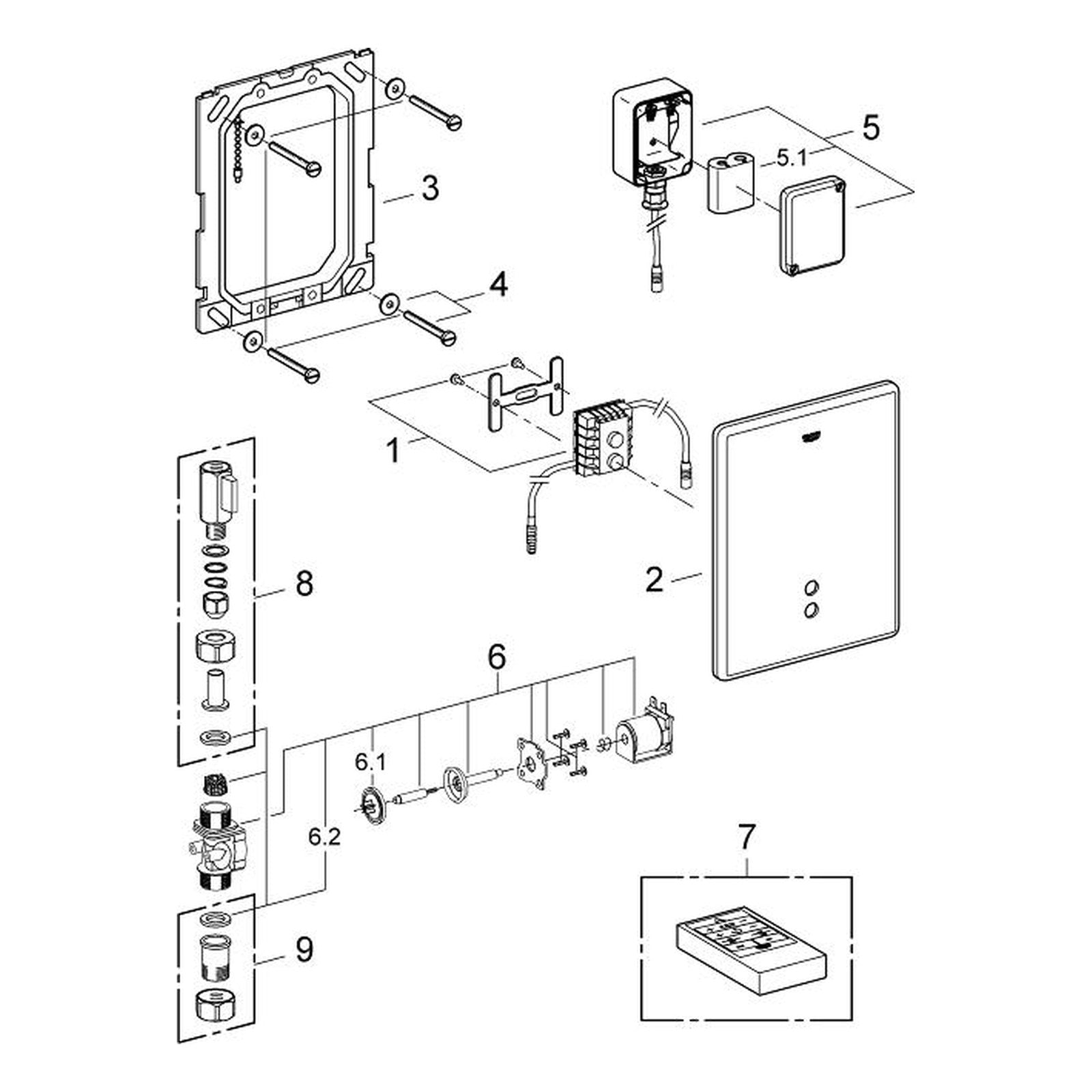 Onderdelentekening Grohe Tectron Skate infrarood-elektronica voor urinoir 2008–2008