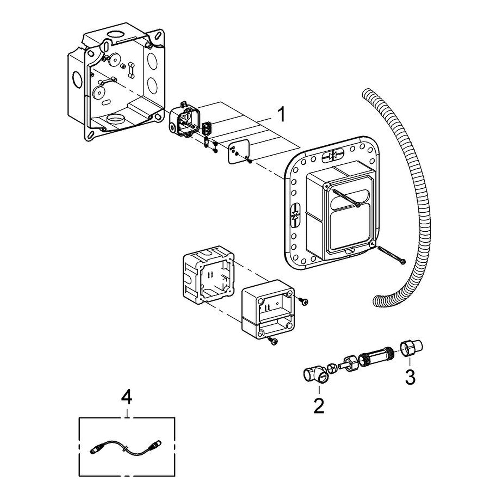 Onderdelentekening Grohe inbouwset voor Radar-Elektronica