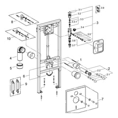 Onderdelentekening Grohe Rapid SL WC element met drukspoeler, 1,13 m installatiehoogte