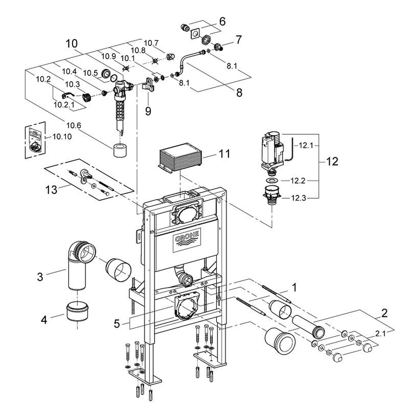 Onderdelentekening Grohe Rapid SL WC element 38525000