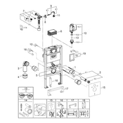 Onderdelentekening Grohe WC element, 1.00 m installatiehoogte 38525001