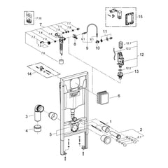 Onderdelentekening Grohe Rapid SL WC element, 1,13 m installatiehoogte 2008–2012