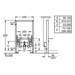 Maattekening Grohe Rapid SL bidet element, installatiehoogte 0.82 m