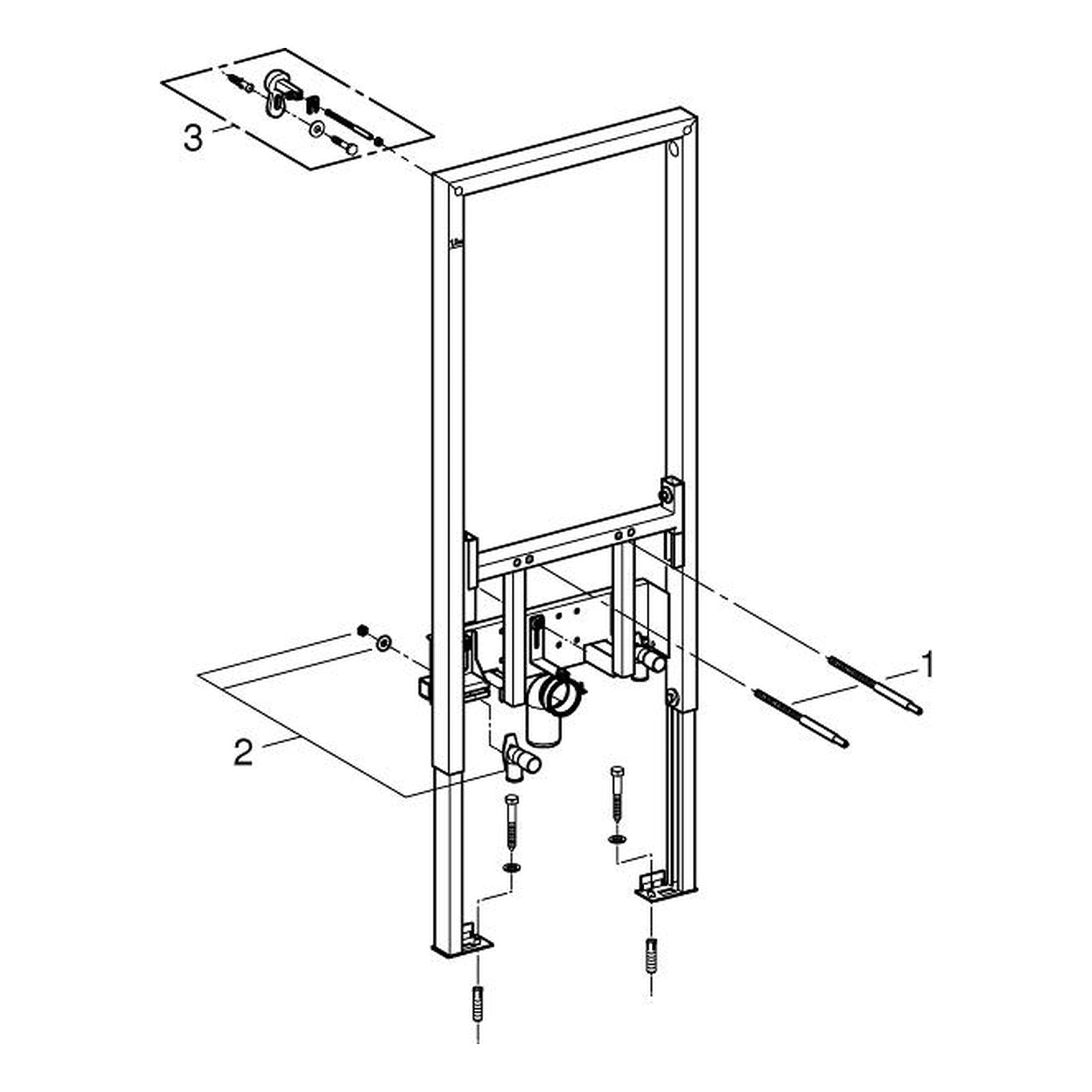 Onderdelentekening Grohe Rapid SL bidet element, installatiehoogte 1.13 m