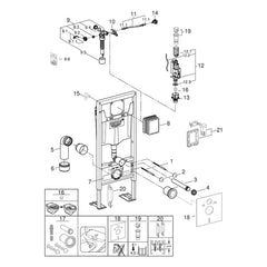 Onderdelentekening Grohe WC element, 1,13 m installatiehoogte 38584001