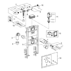Onderdelentekening Grohe WC element, 0,82 m installatiehoogte 38587000