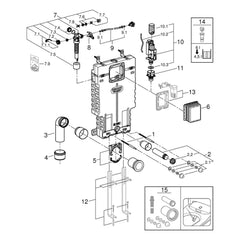 Onderdelentekening Grohe WC-element met EPS behuizing geschikt voor inmetselen 38643001