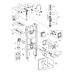 Onderdelentekening Grohe WC element, 1,13 m installatiehoogte 38722001