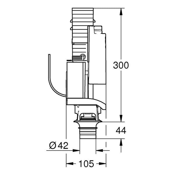 Maattekening Grohe Eco ombouwset Dual Flush