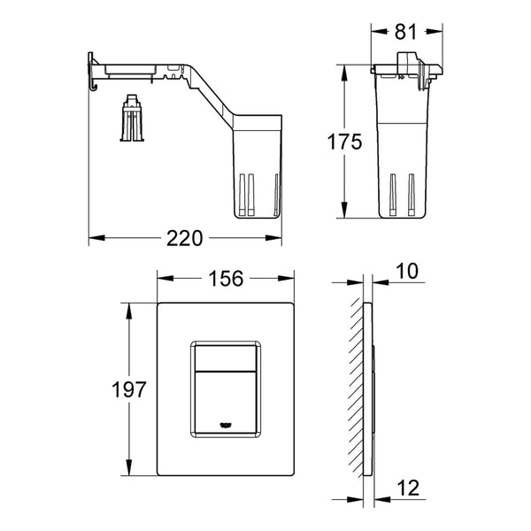 Maattekening Grohe Skate Cosmopolitan Set Fresh bedieningsplaat