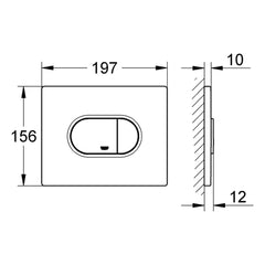 Maattekening Grohe Arena Cosmopolitan bedieningsplaat