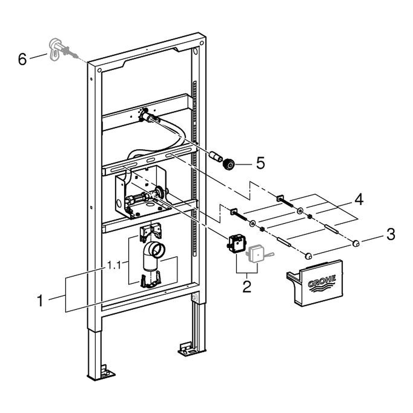 Onderdelentekening Grohe Rapid SL urionoir element, voor gebruik met temperatuursensor (los verkrijgbaar)