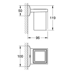 Maattekening Grohe Allure Brilliant houder met glas