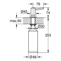 Maattekening Grohe contemporary zeepdispenser