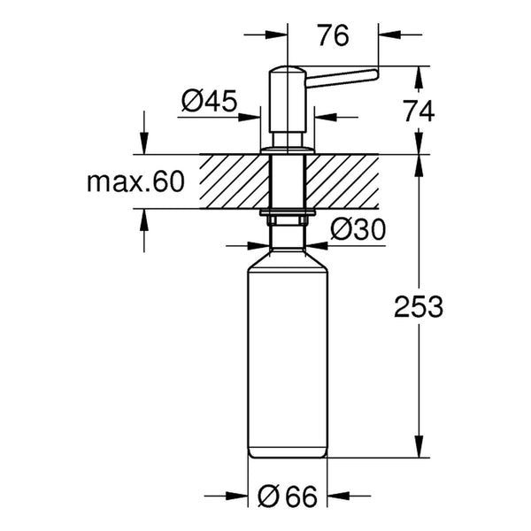 Maattekening Grohe contemporary zeepdispenser
