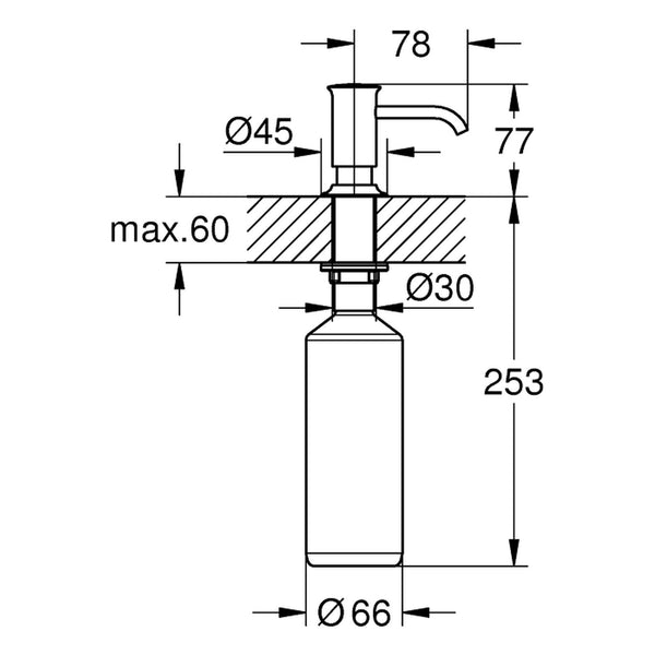 Maattekening Grohe authentic zeepdispenser
