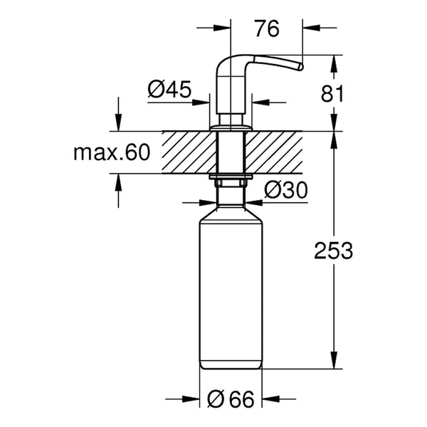 Maattekening Grohe zedra zeepdispenser