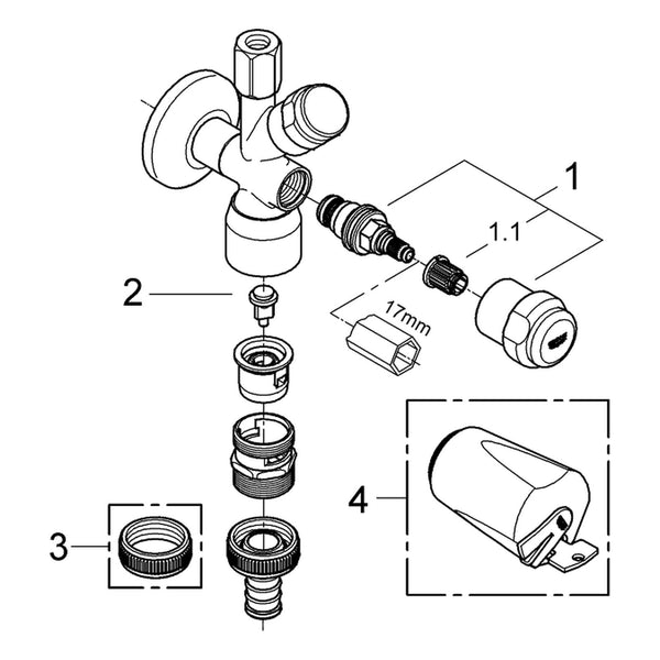 Onderdelentekening Grohe Eggemann vaatwas/hoekstopkraan