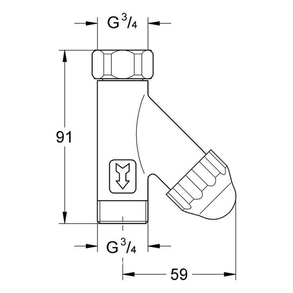 Maattekening Grohe Eggemann filter-koppeling