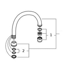 Onderdelentekening Grohe draaibare buisuitloop 185 mm
