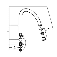 Onderdelentekening Grohe uitloop 182 mm voor Costa S en Costa L keukenkraan