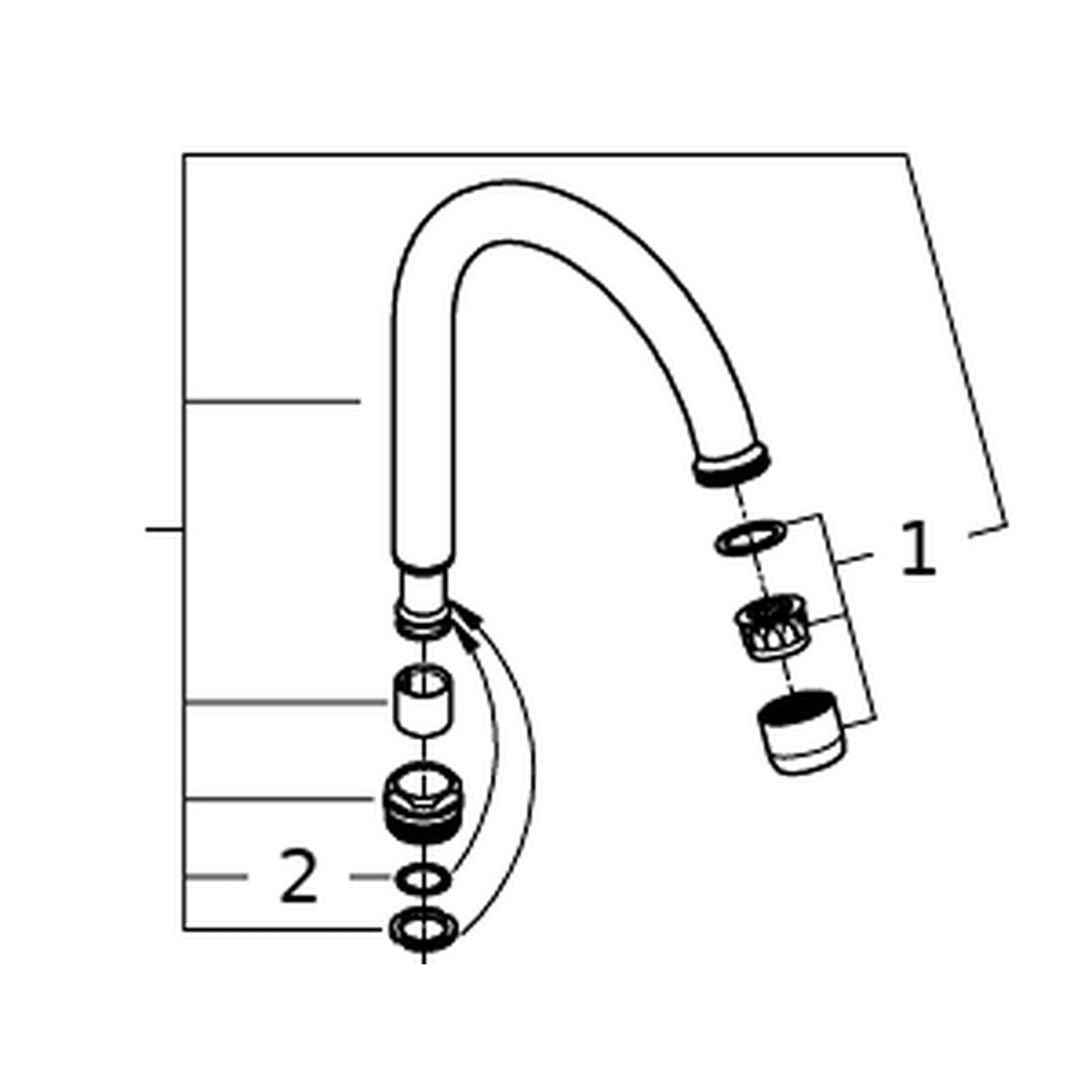 Onderdelentekening Grohe uitloop 144 mm voor Costa L en Costa S wastafelkraan