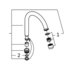 Onderdelentekening Grohe uitloop 144 mm voor Costa L en Costa S wastafelkraan