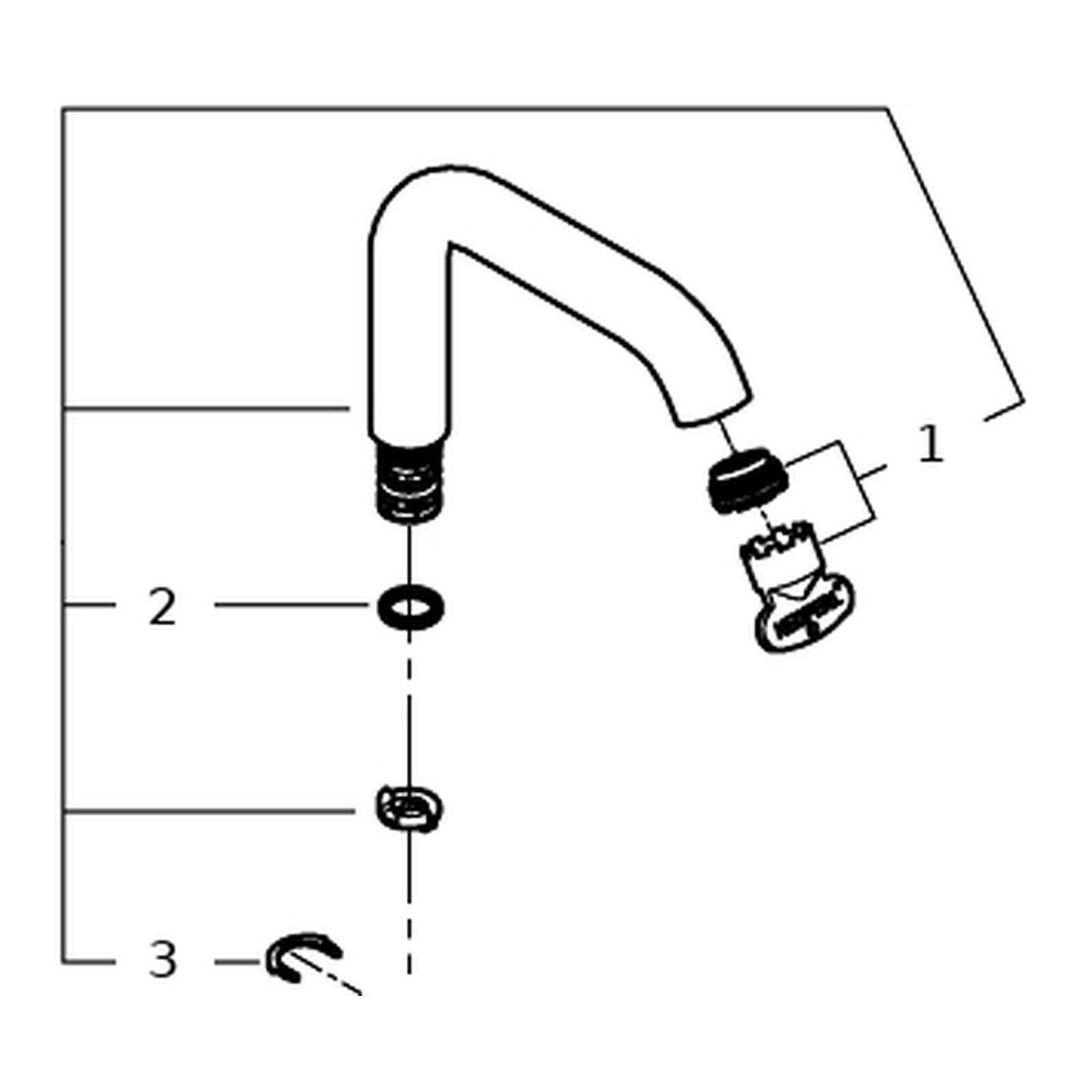 Onderdelentekening Grohe draaibare buisuitloop voor Essence wastafelmengkraan L-size, chroom