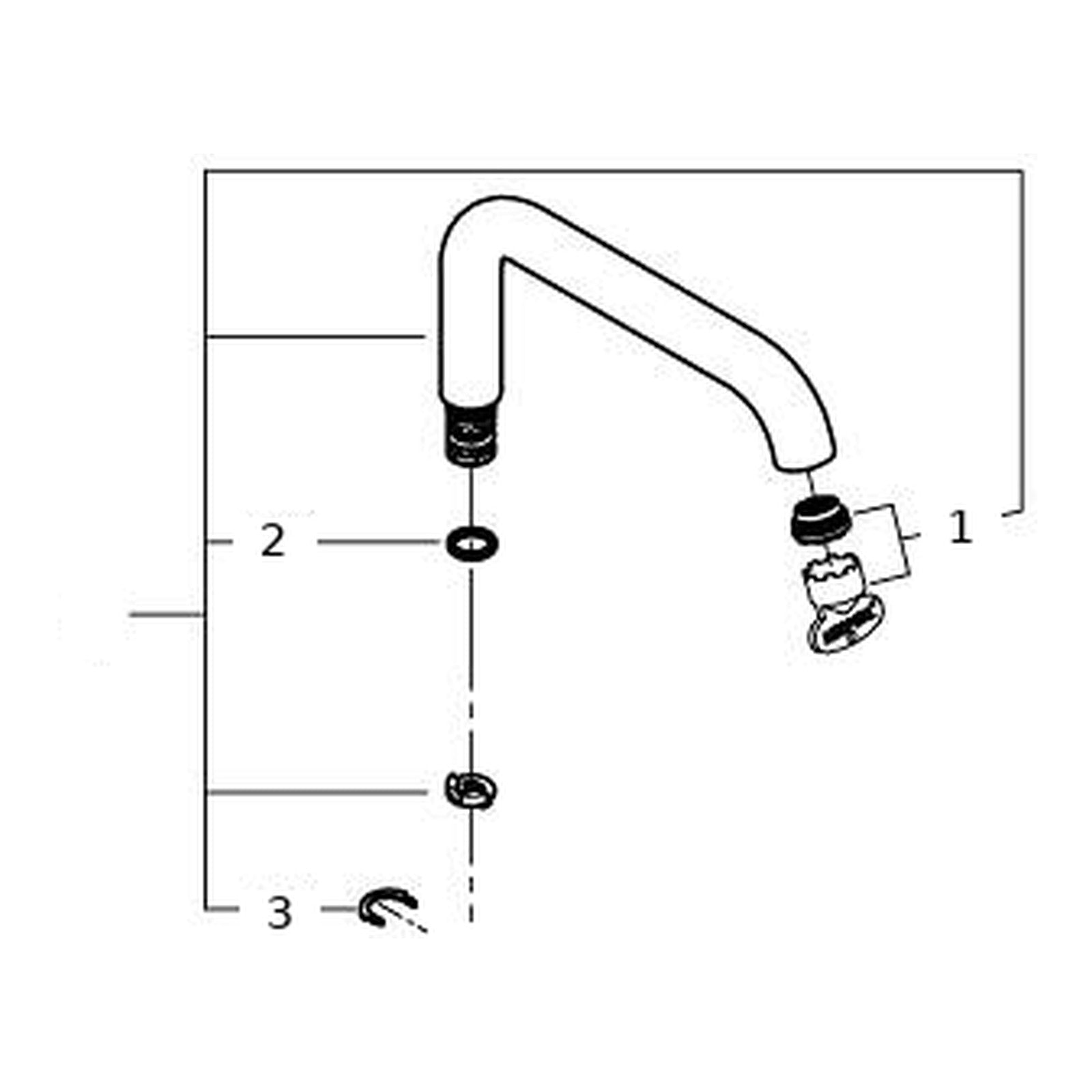 Onderdelentekening Grohe draaibare buisuitloop voor Essence wastafelmengkraan XL-size chroom
