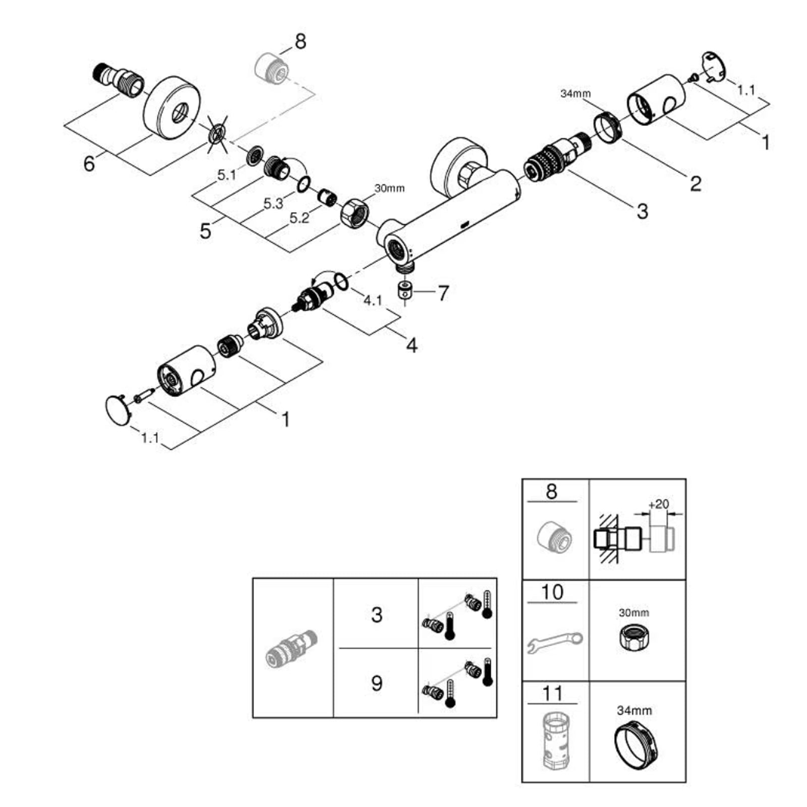 Grohe Grohtherm 800 Cosmopolitan Douchethermostaat 150Mm Chroom
