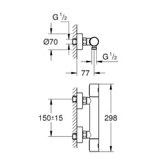 Grohe Grohtherm 800 Cosmopolitan Douchethermostaat 150Mm Chroom