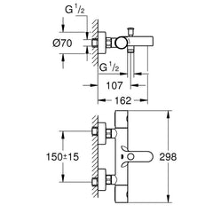 Grohe Grohtherm 800 Cosmopolitan Badthermostaat 150Mm Met Koppelingen Chroom