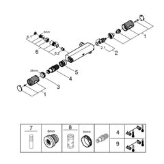 Grohe Onderdelen Grohtherm 1000 Performance Douchethermostaat hoh 12cm Chroom Artikelnummer 34829000