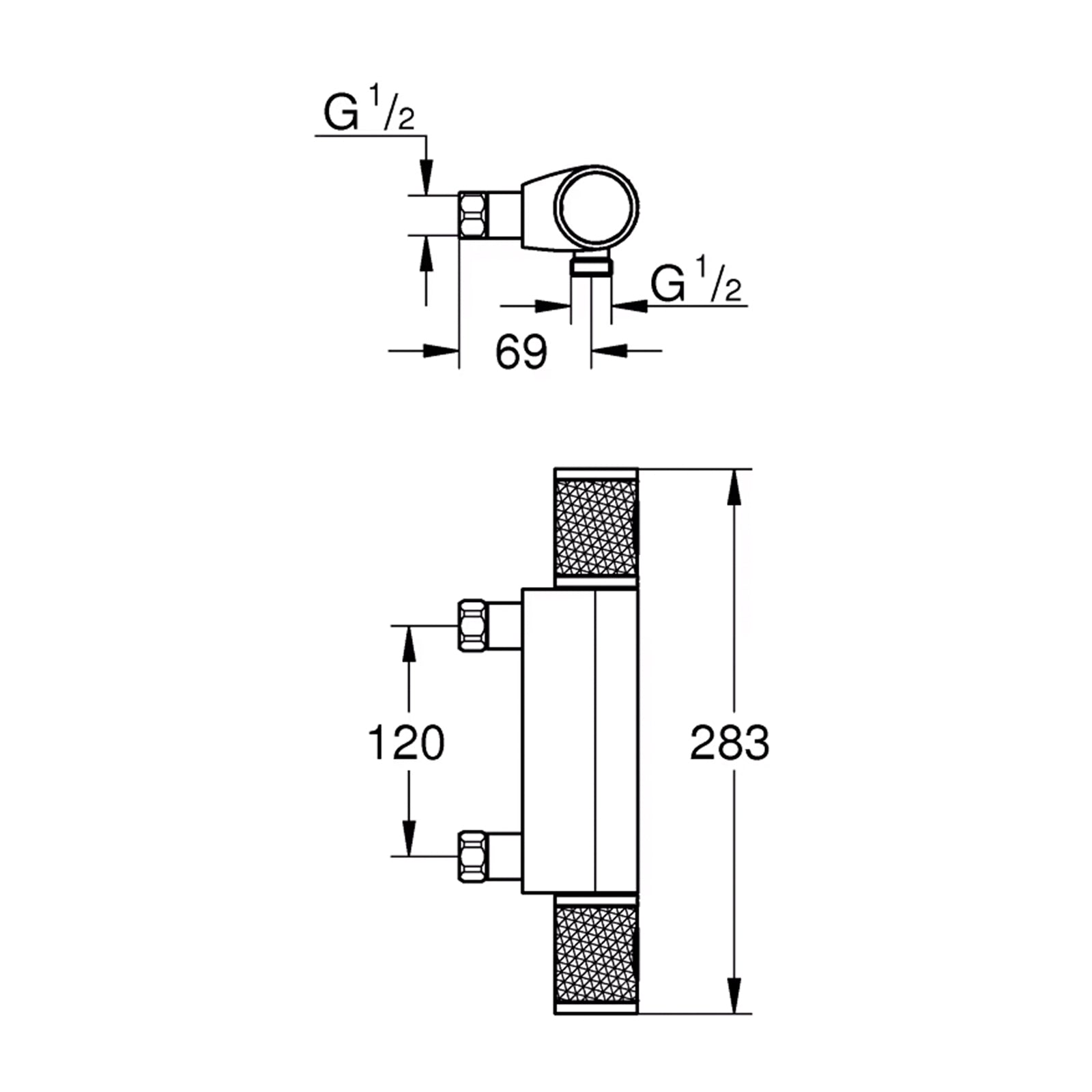 Grohe Onderdelen Grohtherm 1000 Performance Douchethermostaat hoh 12cm Chroom Artikelnummer 34829000