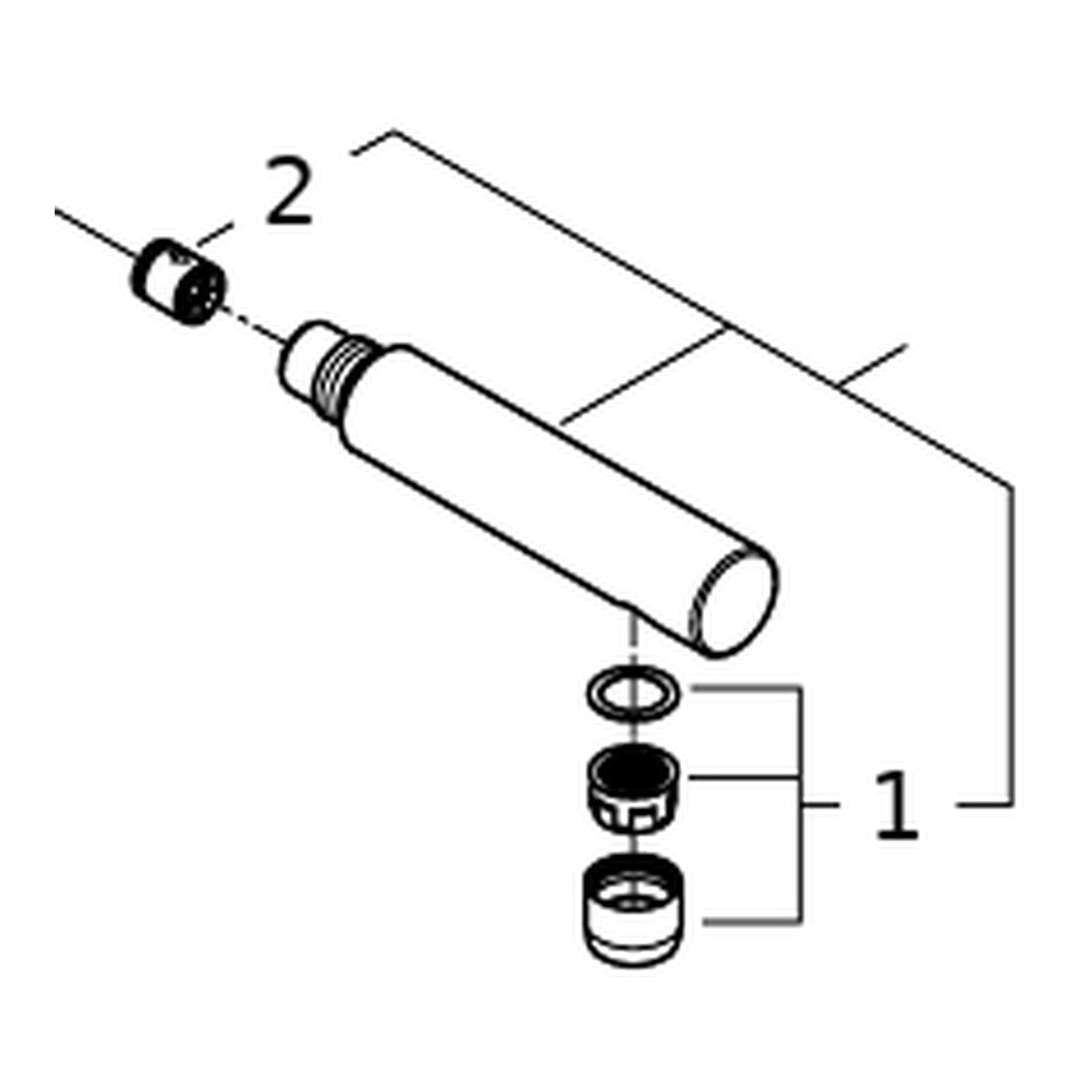 Onderdelentekening Grohe uittrekbare perlator met slang voor Essence en Minta chroom