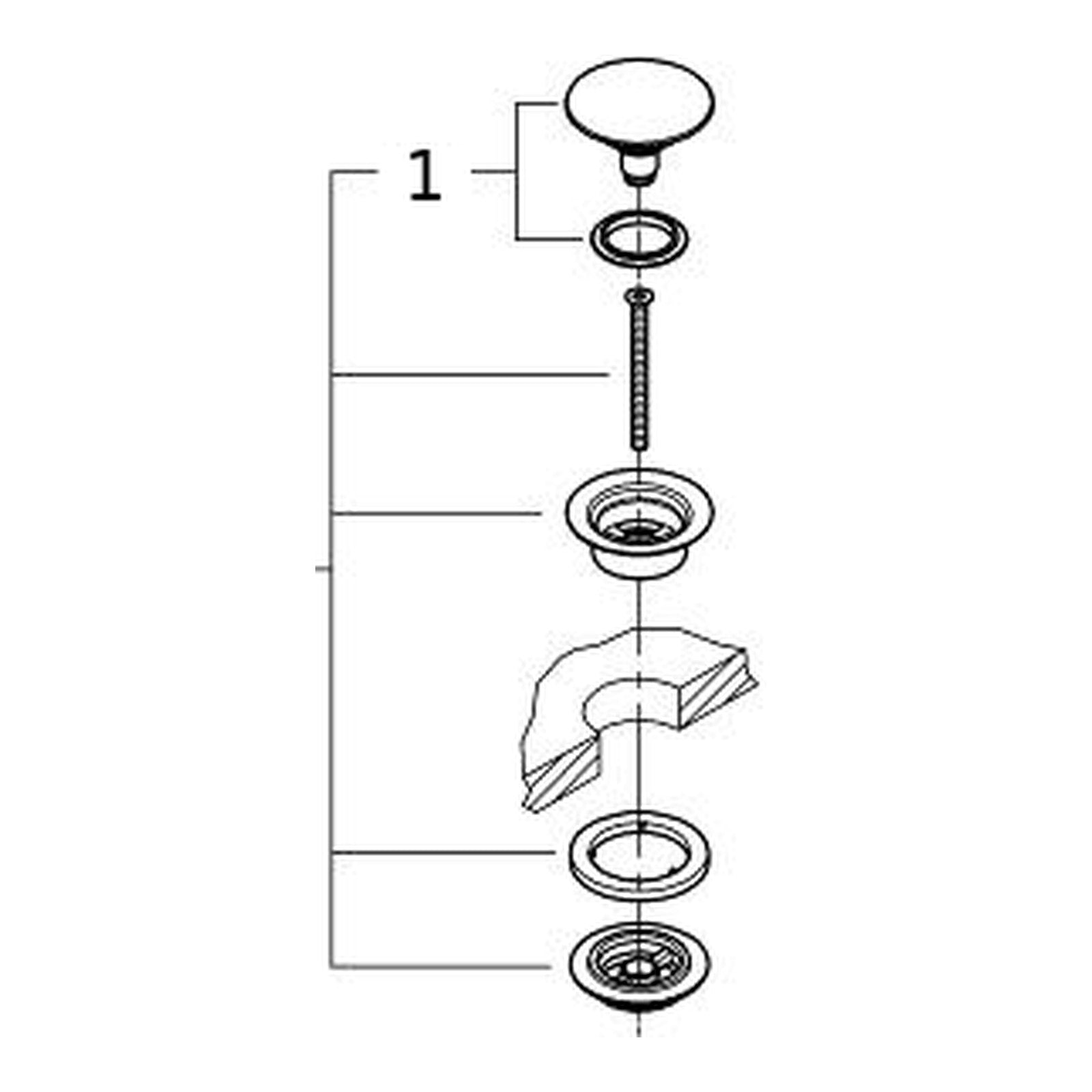 Onderdelentekening Grohe afvoergarnituur push open chroom