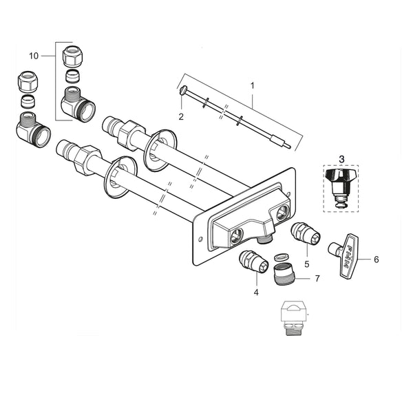 FM Mattsson Frost-free outdoor mixer tap (hot and cold water) with key operation 70 x 180 mm