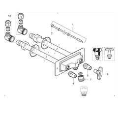 FM Mattsson Frost-free outdoor mixer tap (hot and cold water) with key operation 70 x 180 mm (Extended version)