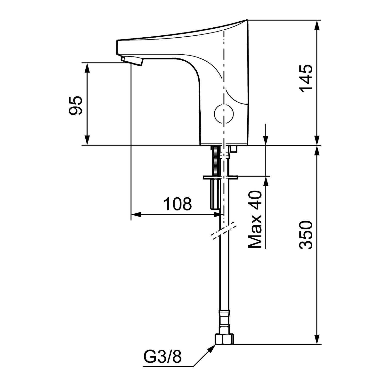 FM Mattsson 9000E Tronic elektronische wastafelkraan voor voorgemengd water, batterijvoeding, chroom